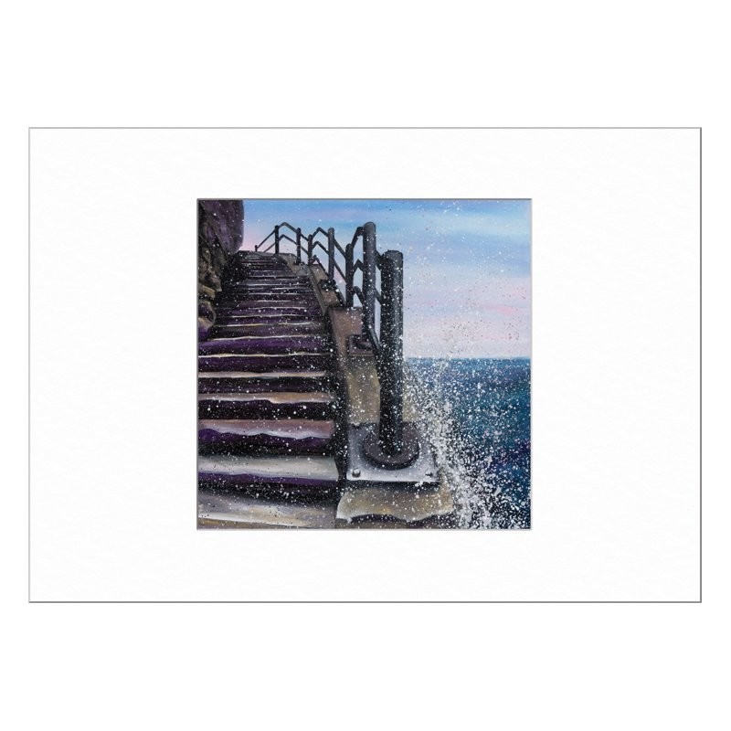 Cat and Dog Stairs Limited Edition Print with Mount